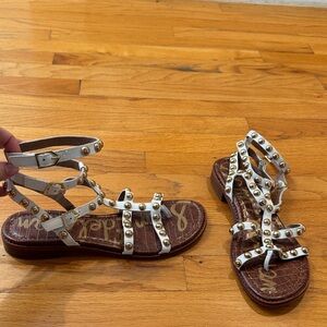 Sam Edelman White Studded Multi-Strap Flat Sandals